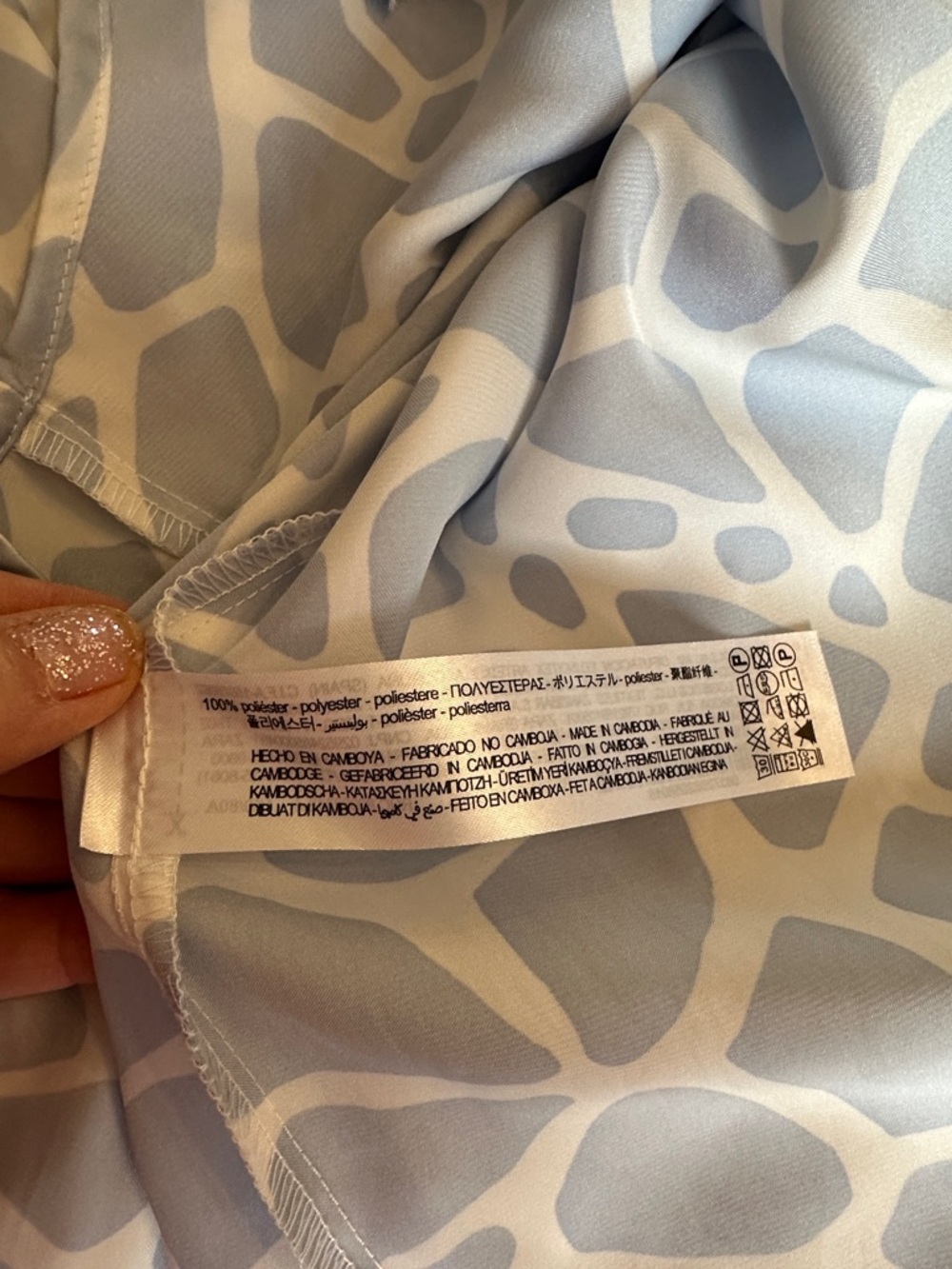 Zara Pale Blue & White Abstract Print Button-Up Shirt - Picture 6 of 6